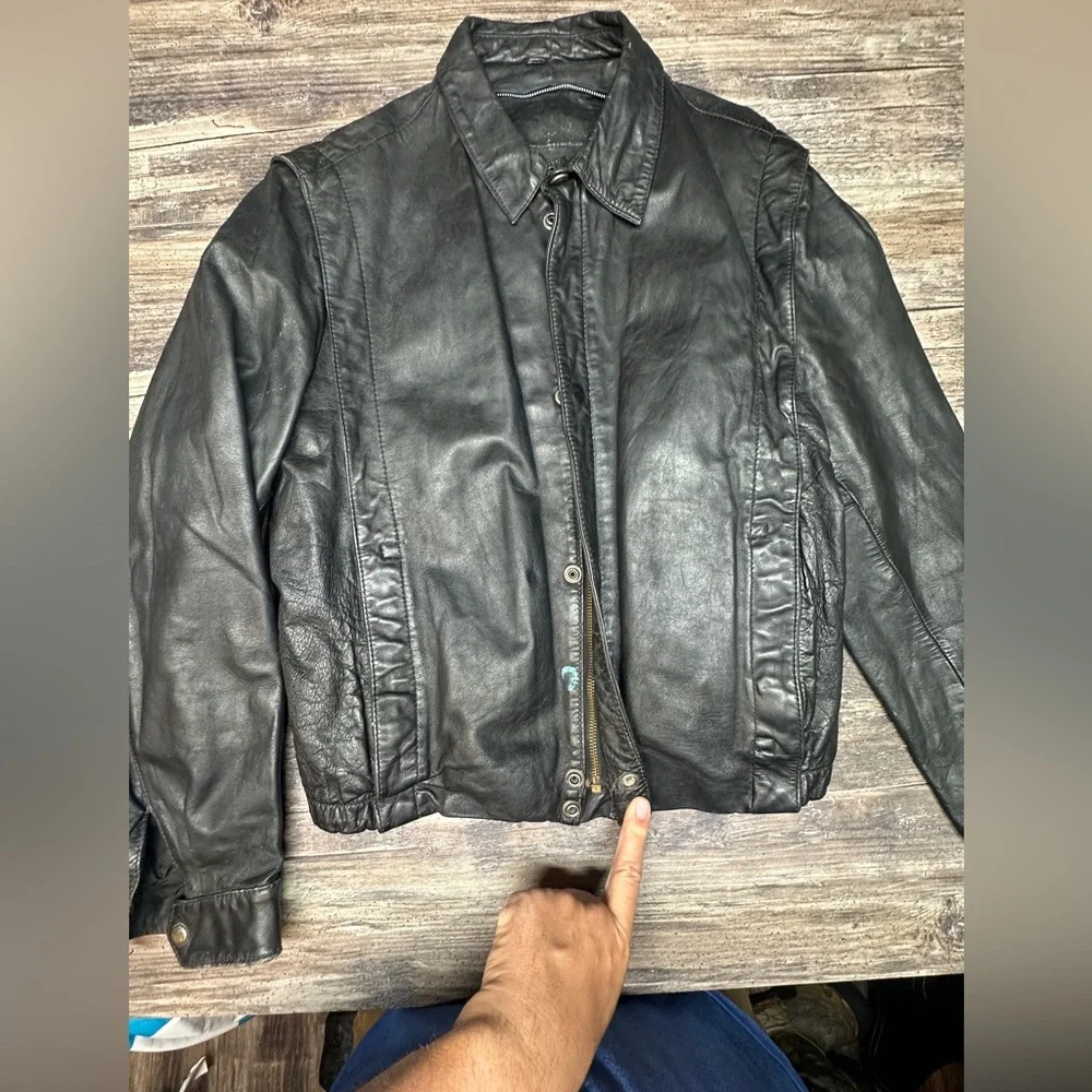 Vintage Reed Sportswear Leather Jacket - Men's Black Jacket